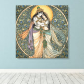 Göttliche Radhe Krishna Leinwand Wandkunst – Spiri (Insitu (Holzboden))