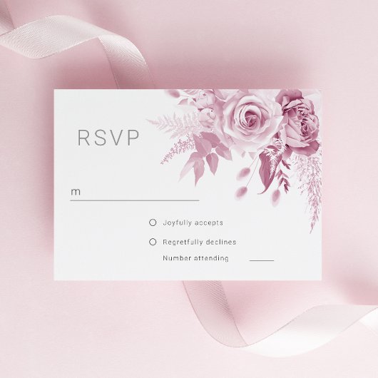 Göttliche Rosa-Rose-Hochzeit RSVP Karte