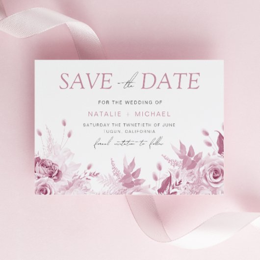Göttliche Rosa-Rose-Hochzeit Save The Date