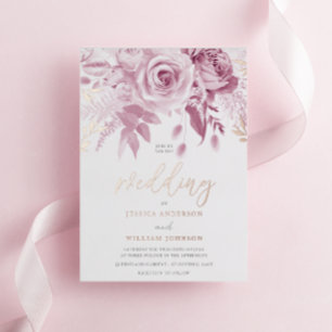 Göttliche rosa Rosenhochzeit Roségold  Folieneinladung
