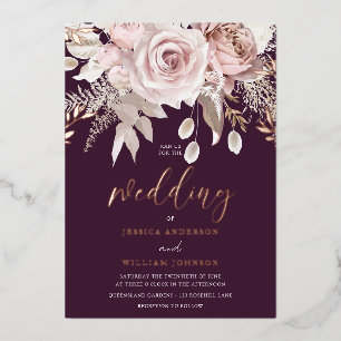 Göttliche Rose Goldene Blütenblüte Hochzeit Folieneinladung