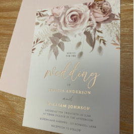 Göttliche Rose Hochzeit in Gold Blush Folieneinladung