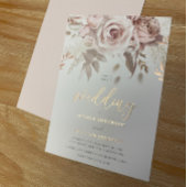 Göttliche Rose Hochzeit in Gold Blush Folieneinladung