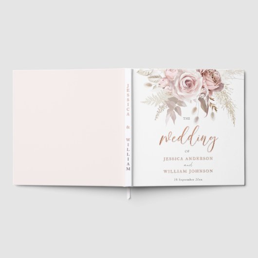 Göttliche Rose Hochzeit in Gold Blush Gästebuch (Voll)