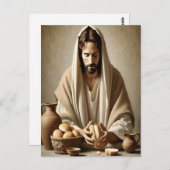 Göttliche Sakrament: Jesus Breaking Brot Postkarte (Vorne/Hinten)