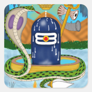 Göttliche Shivlingam-Aufkleber – Heilige Lord Shiv Quadratischer Aufkleber