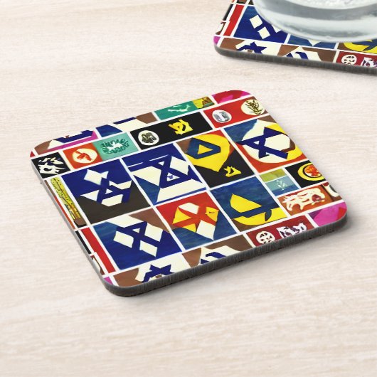 Göttliche Sippen: Jüdische Symbole trinken Unterse Getränkeuntersetzer (Linke Seite)