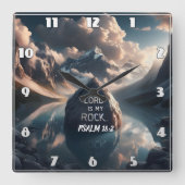 Göttliche Solidität: Der Herr ist mein Stein Quadratische Wanduhr (Vorderseite)