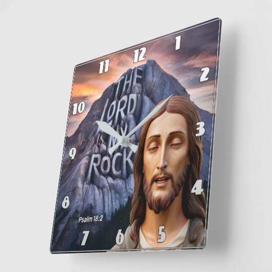 Göttliche Stärke: Der Herr ist mein Stein Quadratische Wanduhr (Winkel)