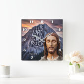 Göttliche Stärke: Der Herr ist mein Stein Quadratische Wanduhr (Zuhause)