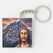 Göttliche Stärke: Der Herr ist mein Stein Schlüsselanhänger (Rückseite)