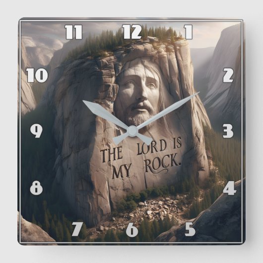Göttliche Statue: Der Herr ist mein Stein Quadratische Wanduhr (Vorderseite)