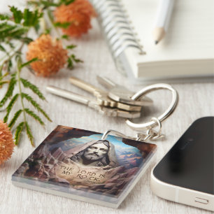 Göttliche Statue: Der Herr ist mein Stein Schlüsselanhänger