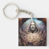 Göttliche Statue: Der Herr ist mein Stein Schlüsselanhänger (Vorderseite)