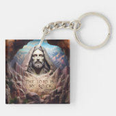 Göttliche Statue: Der Herr ist mein Stein Schlüsselanhänger (Rückseite)
