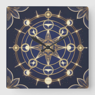 Göttliche Strahlkraft – Goldenes Mandala des Erwac Quadratische Wanduhr