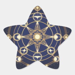 Göttliche Strahlkraft – Goldenes Mandala des Erwac Stern-Aufkleber