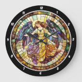 Göttliche Strahlung gestettetes Glas Angel Wall Große Wanduhr (Vorderseite)