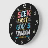Göttliche Suche: Seek First Gods Kingdom Große Wanduhr (Winkel)