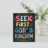 Göttliche Suche: Seek First Gods Kingdom Postkarte (Stehend Vorderseite)