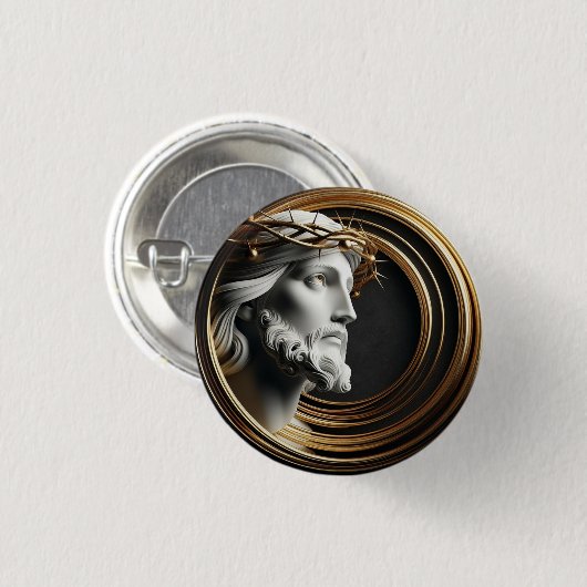 Göttliche Touch Keramik Jesus schauen in den Himme Button (Vorne & Hinten)