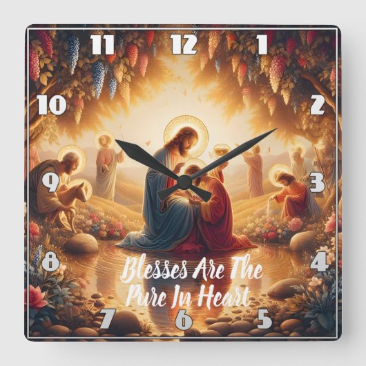 Göttliche Verbindung: Jesus Quadratische Wanduhr (Vorderseite)