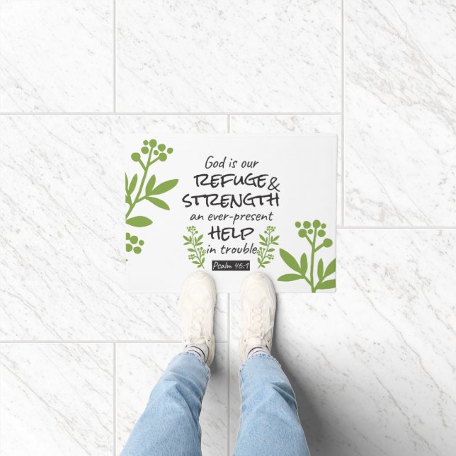 Göttliche Zuflucht - Psalm 46:1 für spirituellen K Fußmatte (Indoor)