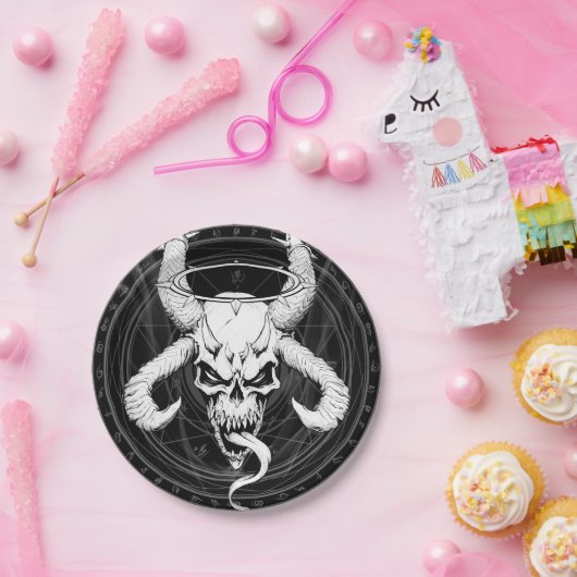 Göttlicher arkaner Schädel des Todes (schwarz) Pappteller (Party)