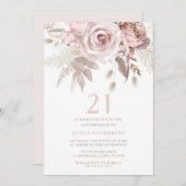 Göttlicher Blush Roses 21. Geburtstag Party Einladung (Vorne/Hinten)