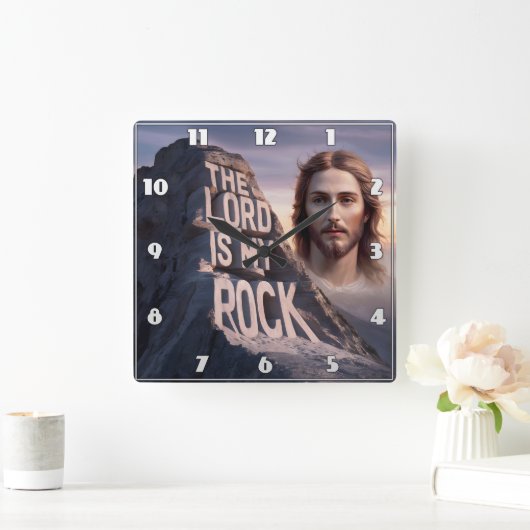 Göttlicher Erretter: Der Herr ist mein Gestein Quadratische Wanduhr (Zuhause)