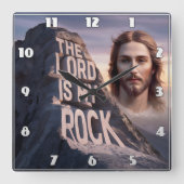 Göttlicher Erretter: Der Herr ist mein Gestein Quadratische Wanduhr (Vorderseite)