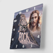 Göttlicher Erretter: Der Herr ist mein Gestein Quadratische Wanduhr (Winkel)