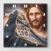 Göttlicher Erretter: Der Herr ist mein Gestein Quadratische Wanduhr (Vorderseite)