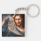 Göttlicher Erretter: Der Herr ist mein Gestein Schlüsselanhänger (Rückseite)