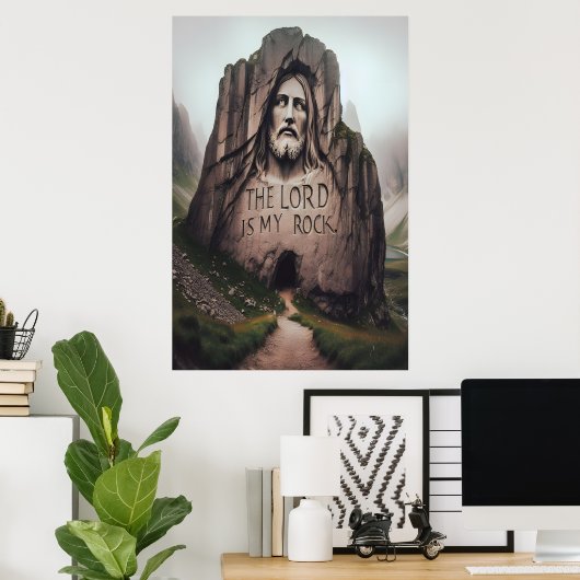 Göttlicher Felsen: Jesus graviert den Herrn ist me Poster (Heimbüro)