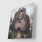 Göttlicher Felsen: Jesus graviert den Herrn ist me Quadratische Wanduhr (Winkel)
