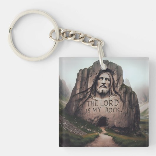 Göttlicher Felsen: Jesus graviert den Herrn ist me Schlüsselanhänger (Vorderseite)