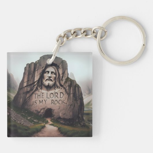Göttlicher Felsen: Jesus graviert den Herrn ist me Schlüsselanhänger (Rückseite)