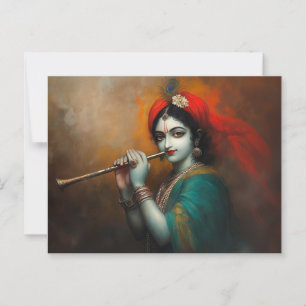Göttlicher Herr Krishna Barocker Antikstil Postkarte