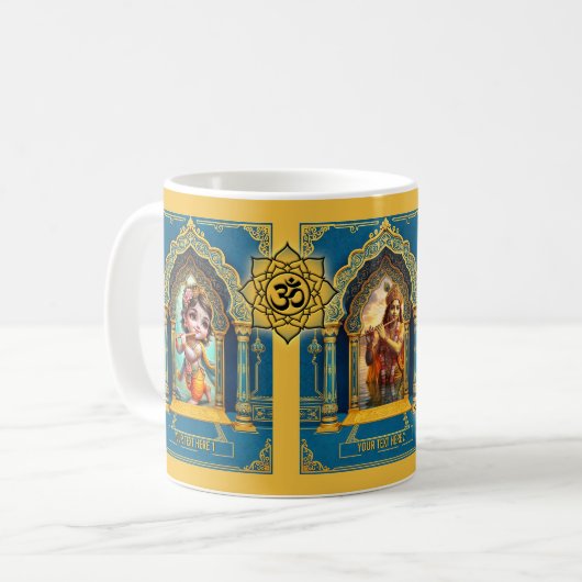 Göttlicher Herr Krishna Om-Symbol oder eigenes Fot Kaffeetasse (Vorderseite Links)