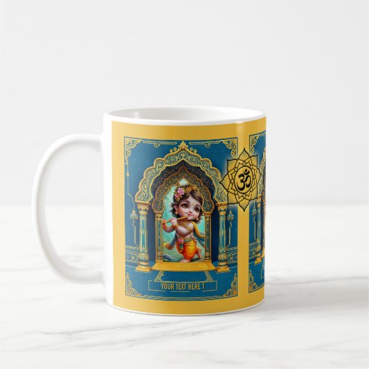 Göttlicher Herr Krishna Om-Symbol oder eigenes Fot Kaffeetasse (Links)
