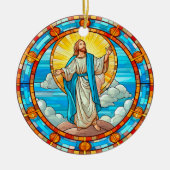Göttlicher Jesus verklebte Weihnachten aus Glas Keramik Ornament (Vorne)