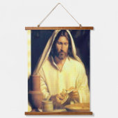 Göttliches Abendbrot mit Jesus Wandteppich Mit Holzrahmen (Vorderseite)