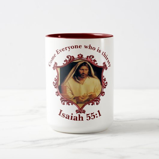 Göttliches Abendbrot mit Jesus Zweifarbige Tasse (Mittel)