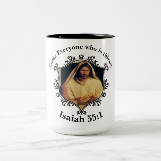 Göttliches Abendbrot mit Jesus Zweifarbige Tasse (Mittel)