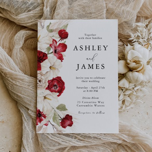 Göttliches Blut: Weiße und rote herrliche Blumenho Einladung