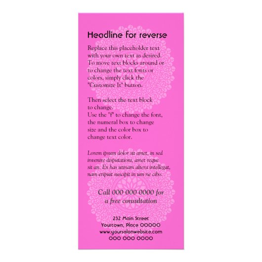 Göttliches Eindrucks-Rosa fördernd Werbekarte (Hinten)