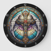 Göttliches Flügelkreuz Große Wanduhr (Vorderseite)