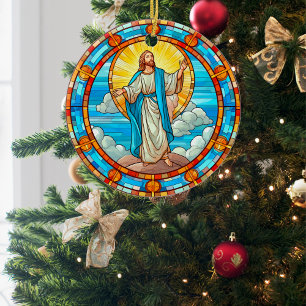 Göttliches Jesus-Buntglas-Weihnachten Keramik Ornament