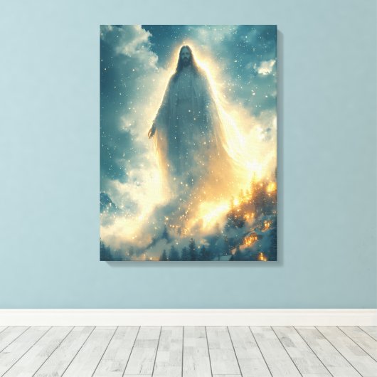 Göttliches Licht - Weihnachts Wasserfarbe Jesu Leinwanddruck (Insitu (Holzboden))